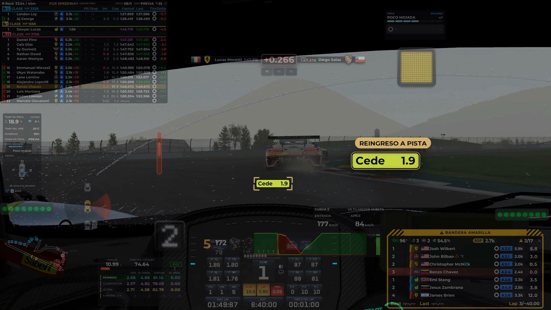 Overlay para iRacing de Raptor Racing en accion